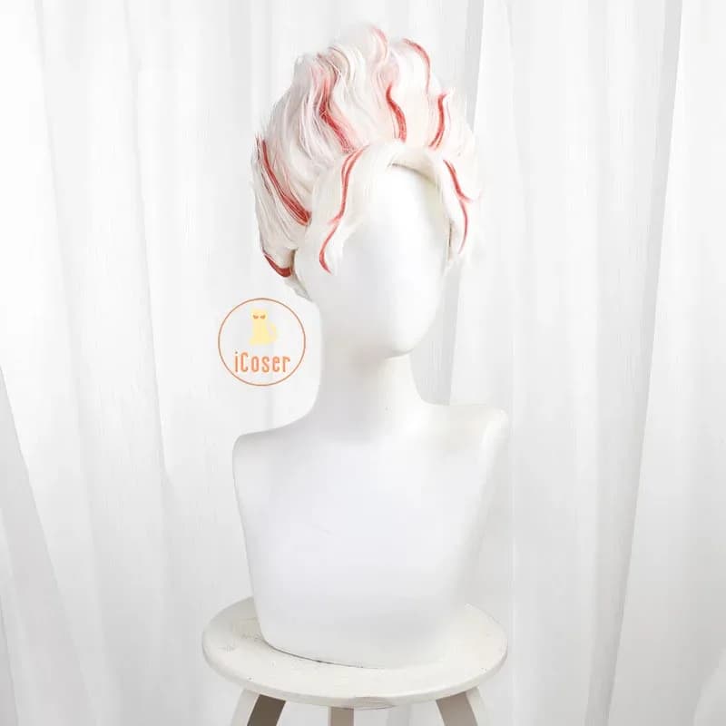 Anime Dandadan Okarun Ken Takakura Parrucca Cosplay Rosso Bianco Capelli Corti 35 CM Momo Ayase Festa di Halloween per Le Donne Degli Uomini Puntelli iCoser