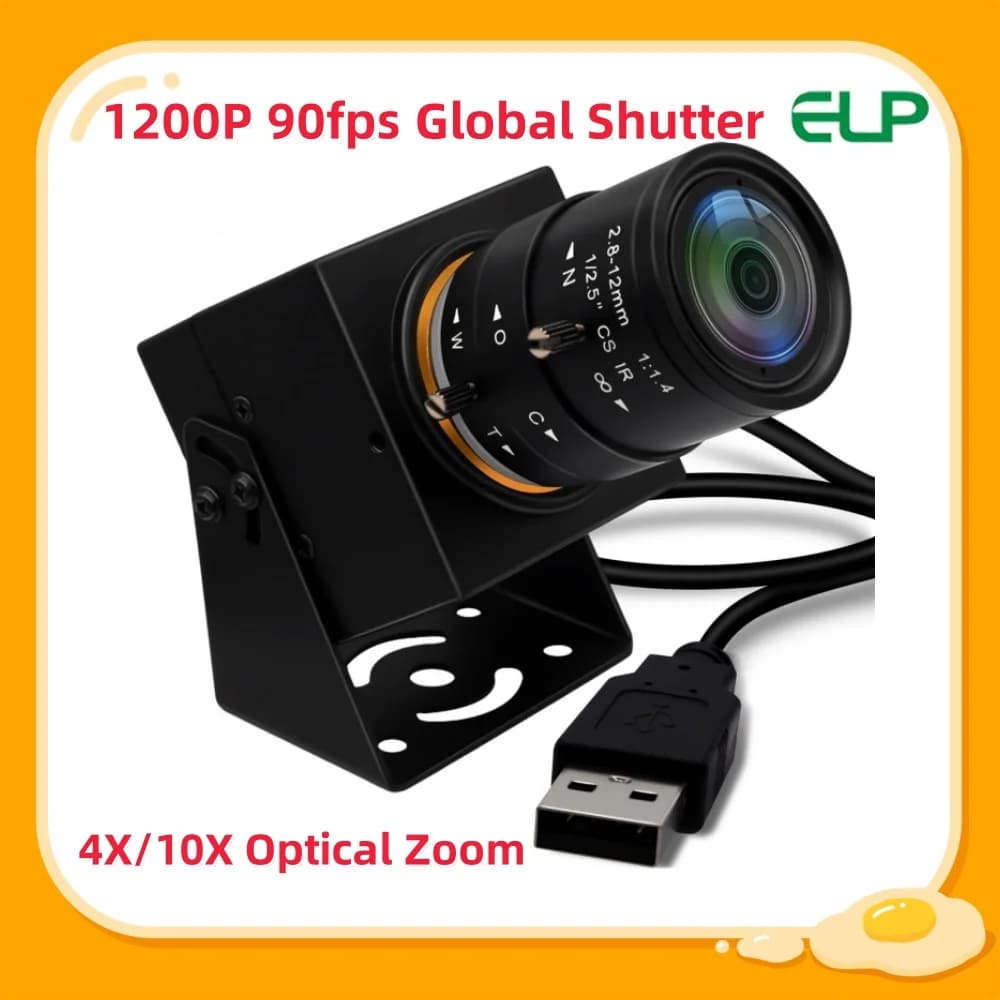 SVPRO 1200P 90fps Otturatore globale Webcam USB 1080P CS Obiettivo zoom varifocale Fotocamera industriale Lightburn UVC USB 2.0 Fotocamera