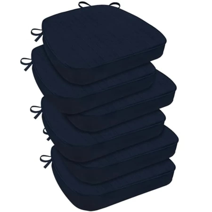 Cuscini per sedie da pranzo, cuscini impermeabili per sedie da cucina, cuscini antiscivolo per sedie da pranzo con lacci, 17" x 16" x 2.5", Blu navy