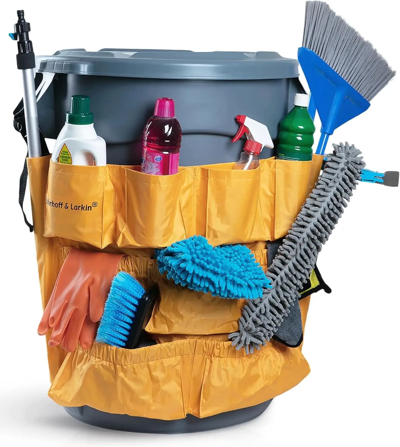 Sacchetto Portarifiuti Resistente con 12 Tasche, Adatto per Contenitori da 32-55 Galloni per Facile Pulizia e Organizzazione
