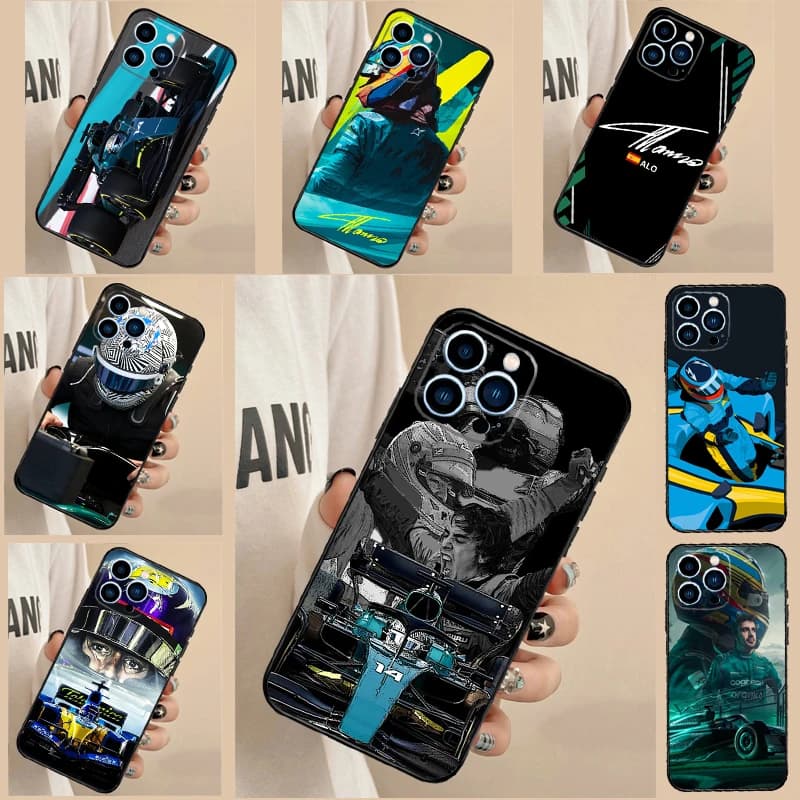 F1 Racing Fernando Alonso Phone Case For iPhone 16 15 11 13 12 14 Pro Max 13 Mini 7 8 14 Plus XS Max X XR Cover