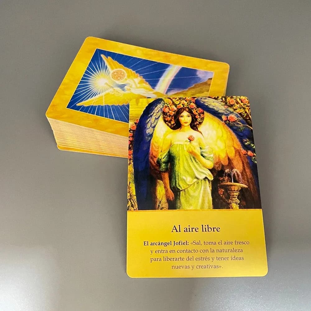 Carte Oracolo Arcangelo da 10,4 * 7,3 cm in versione spagnola Consigli del destino Angeli Oraculos Giochi da tavolo Mazzo 44 pezzi Carte