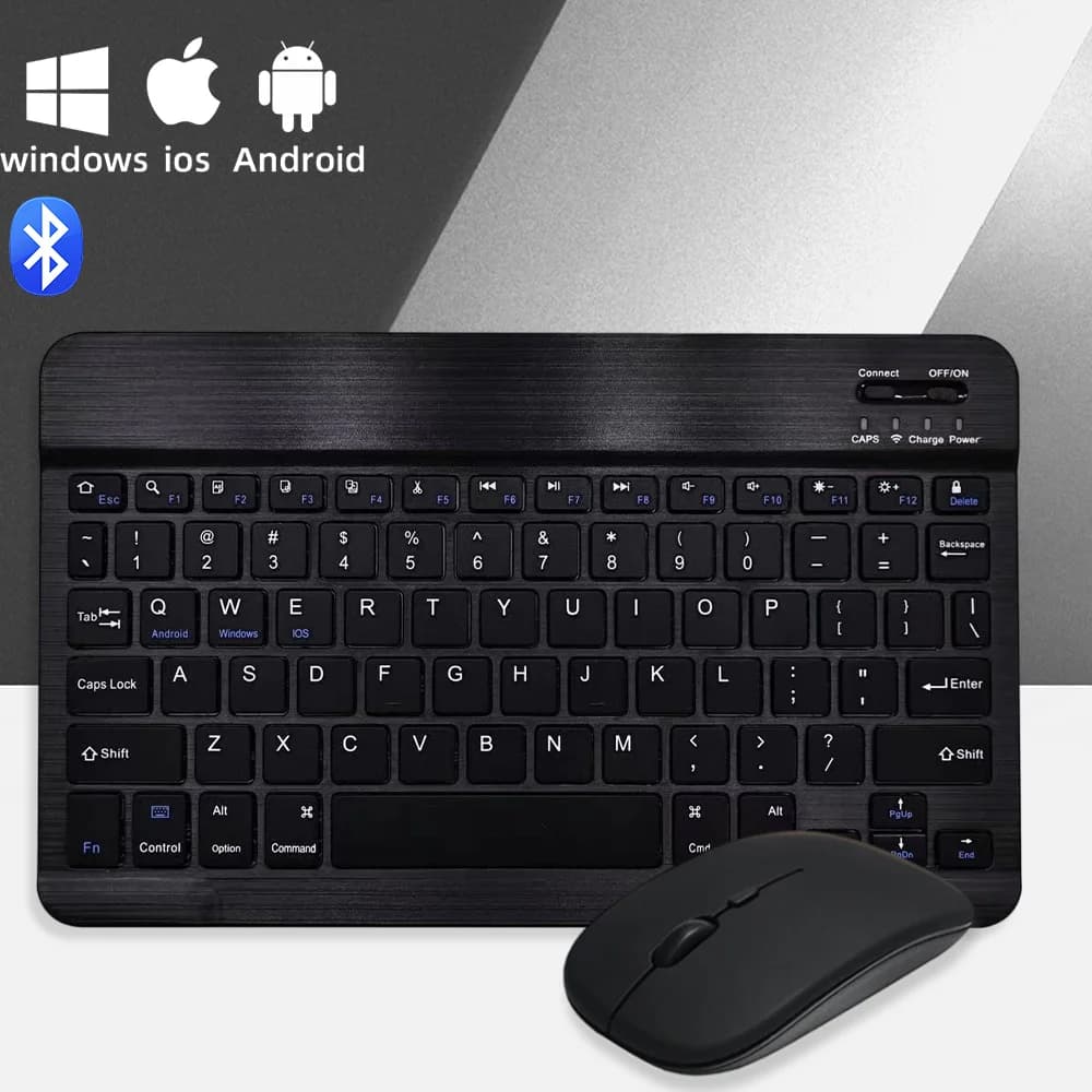 Nuovo Set Tastiera e Mouse Bluetooth Universale per iPad 2025 A16 10a Gen, per Tablet e Telefoni Apple Samsung Xiaomi, Tastiera Wireless
