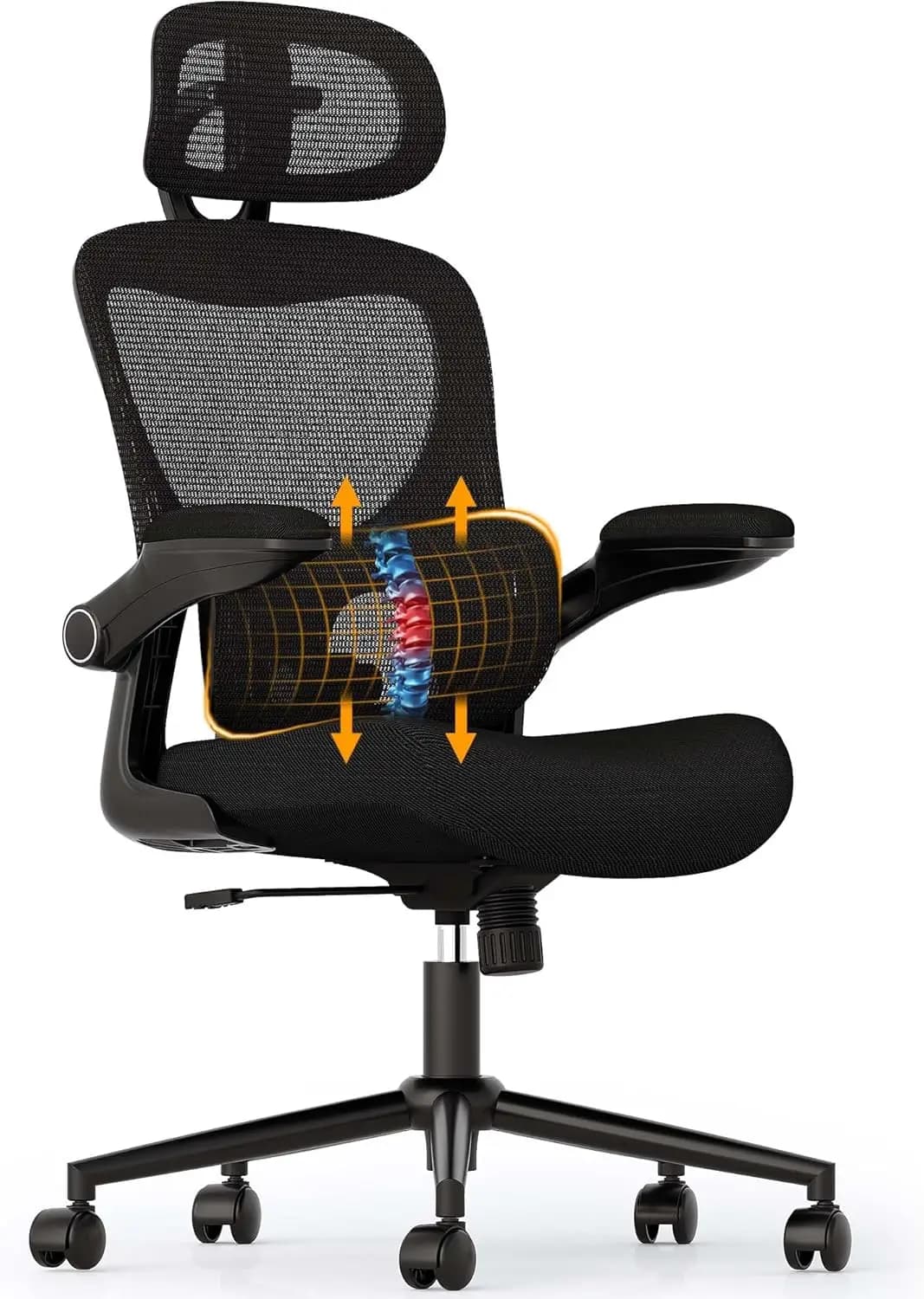 Sedia da Ufficio Ergonomica, Comoda Sedia da Scrivania in Rete, Sedia da Gaming con Schienale Alto e Regolabile