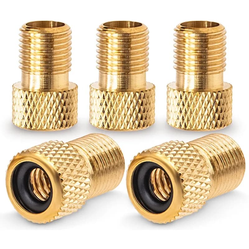 Adattatore Valvola in Ottone 2/5 Pezzi per Gonfiare Pneumatici con Pompa Standard o Compressore d'Aria, Anello di Tenuta, Accessorio per Kit Riparazione Pneumatici Bici