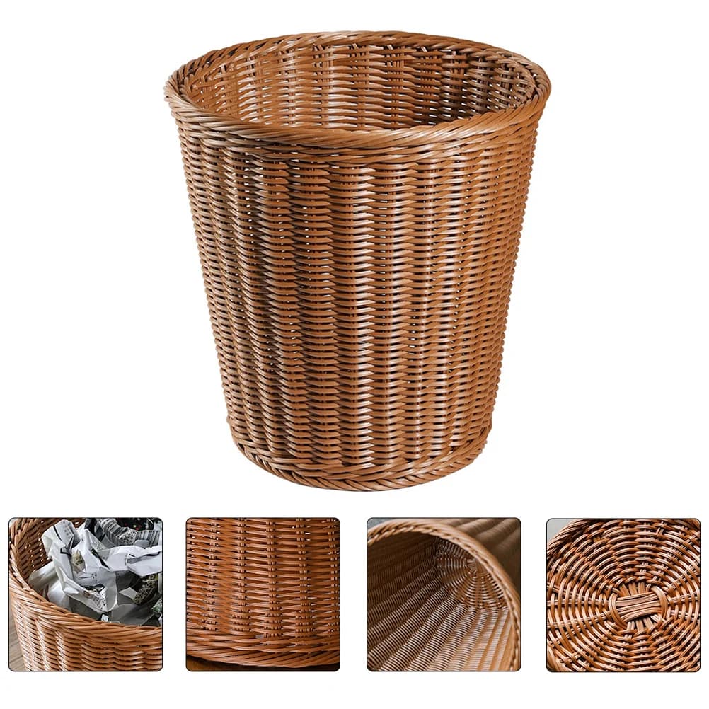 Cestino dei rifiuti cestino della spazzatura in Rattan cestino portaoggetti in giacinto intrecciato cestini di carta per soggiorno camera da letto studio contenitore della spazzatura