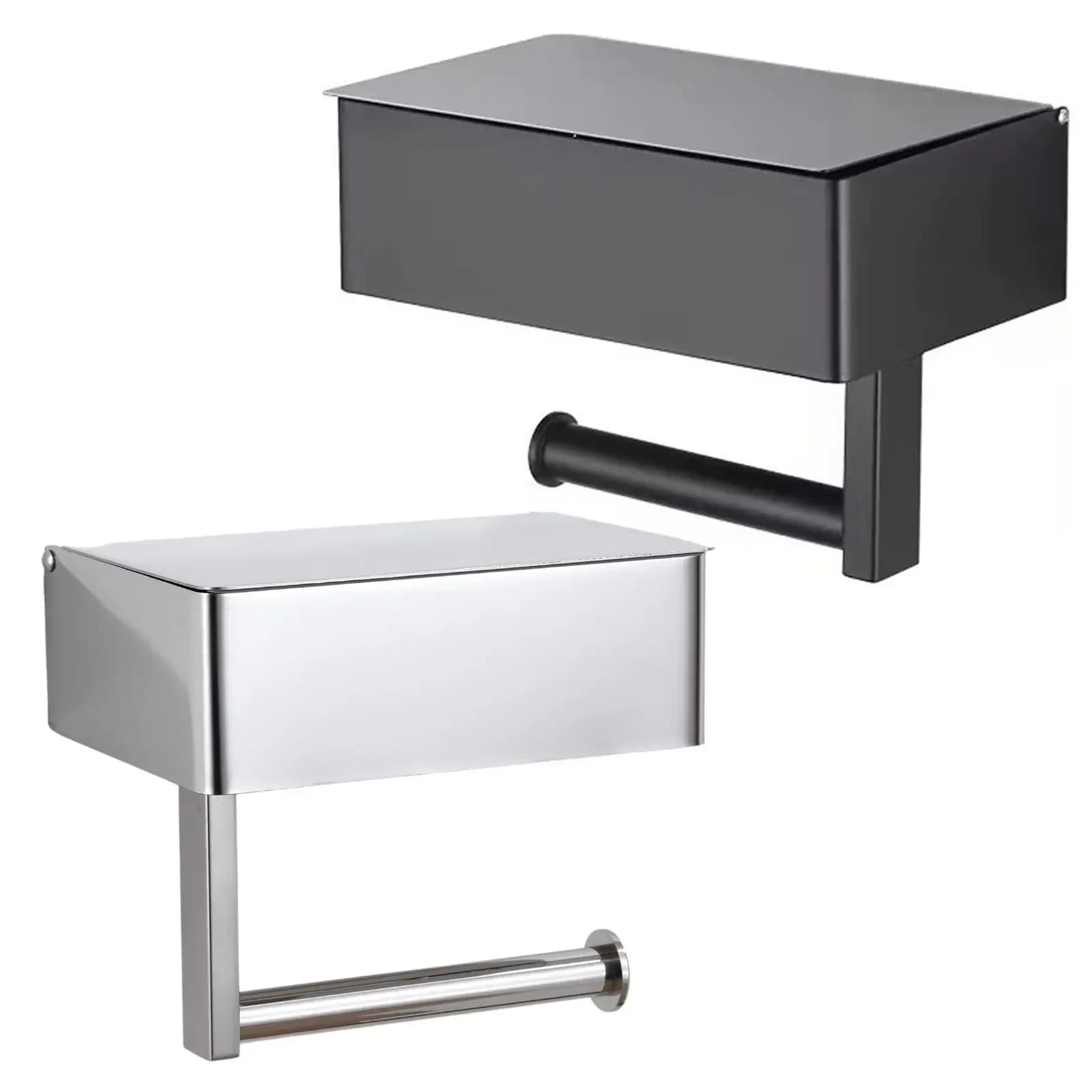 Porta carta igienica in acciaio inossidabile con ripiano Dispenser per salviette umidificate lavabili da bagno Montaggio a parete Porta telefono in carta per WC Scatole per fazzoletti