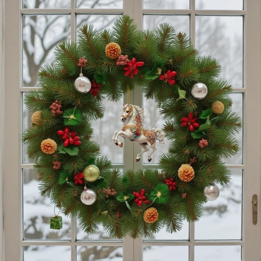 Squisito cavallo bianco acrilico 2D piatto specchietto retrovisore per auto ciondolo festa in casa albero di Natale appeso decorazione zaino portachiavi regalo