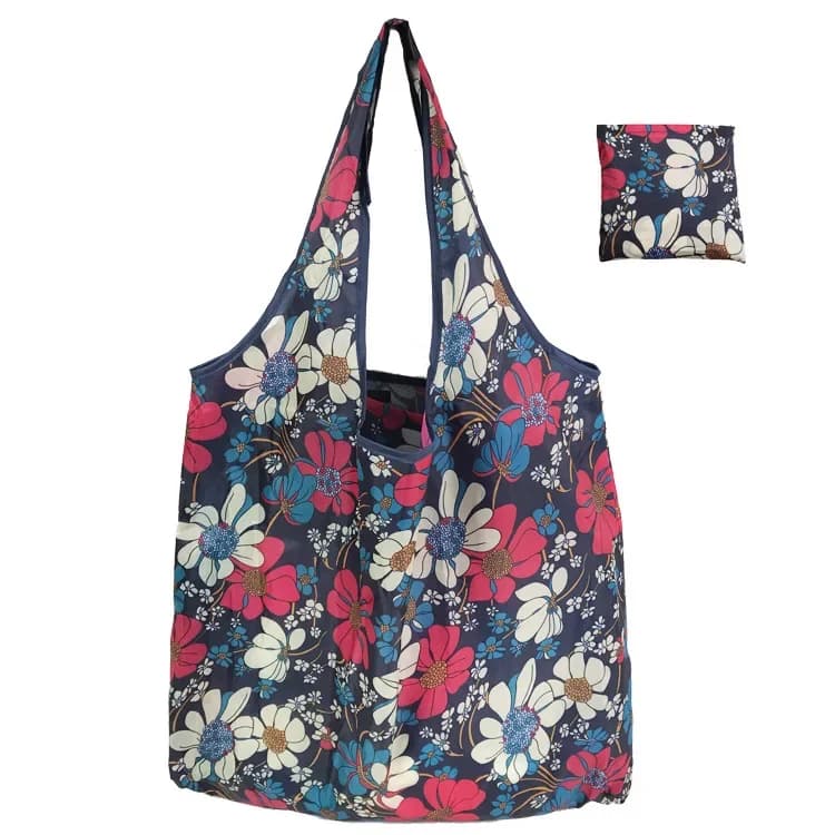 Borsa per la spesa pieghevole da donna e da uomo, casual, ecologica, riutilizzabile, con bottoni floreali, custodia da viaggio, borsa solida, borse shopper