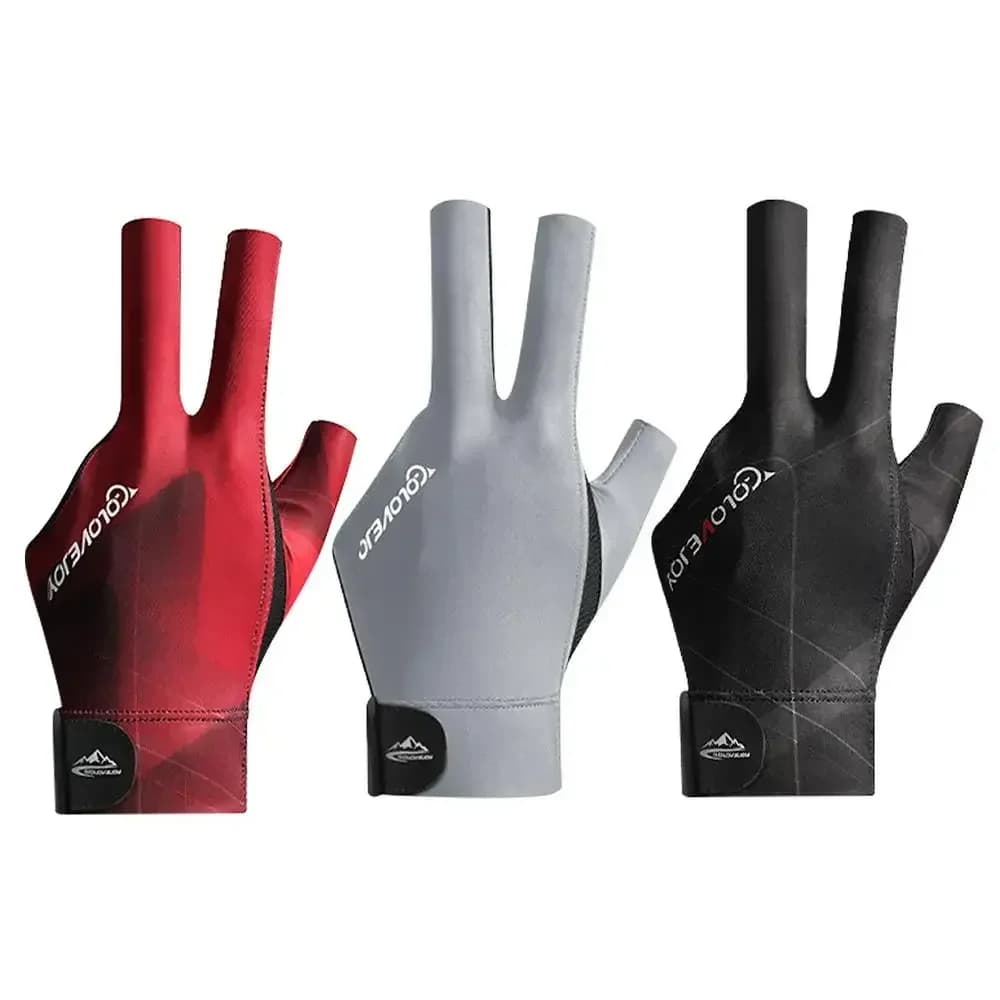 Guanto da snooker traspirante, anti-sudore, sottile, antiscivolo, a 3 dita aperte per mano sinistra, per biliardo e sport con stecca.