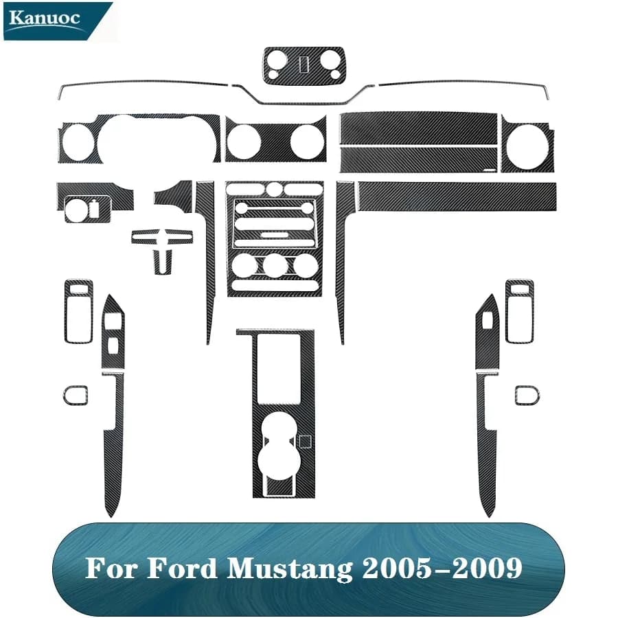 Adesivi Decorativi Protettivi in Fibra di Carbonio Nera per Ford Mustang 2005-2009, Accessori per Interni Auto