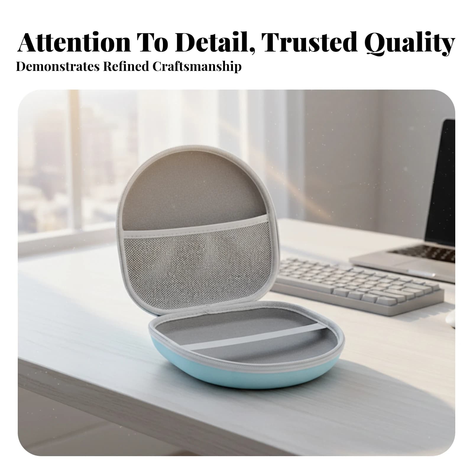 Over-Ear Headphone Case Zip-Around Hard Headphone Case Electronics Accessory Pastel Gradient Mesh Pocket
