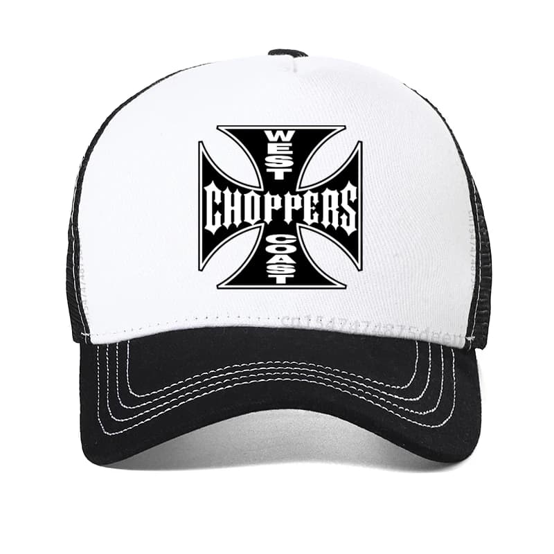 Cappello da uomo West Coast Choppers unisex, cappello regolabile, cappelli trucker in rete, cappellino da baseball con stemma West Coast Choppers, Bone Garros