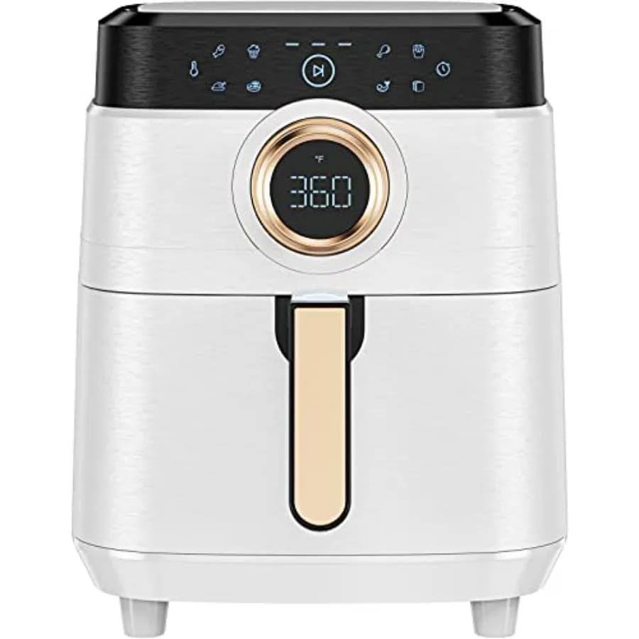 8-in-1 8QT, 1700W Air Fryer, with Touch Screen, Dishwasher Anti-Agent Basket, 36 Recipes, Without BPA and PFOA, White