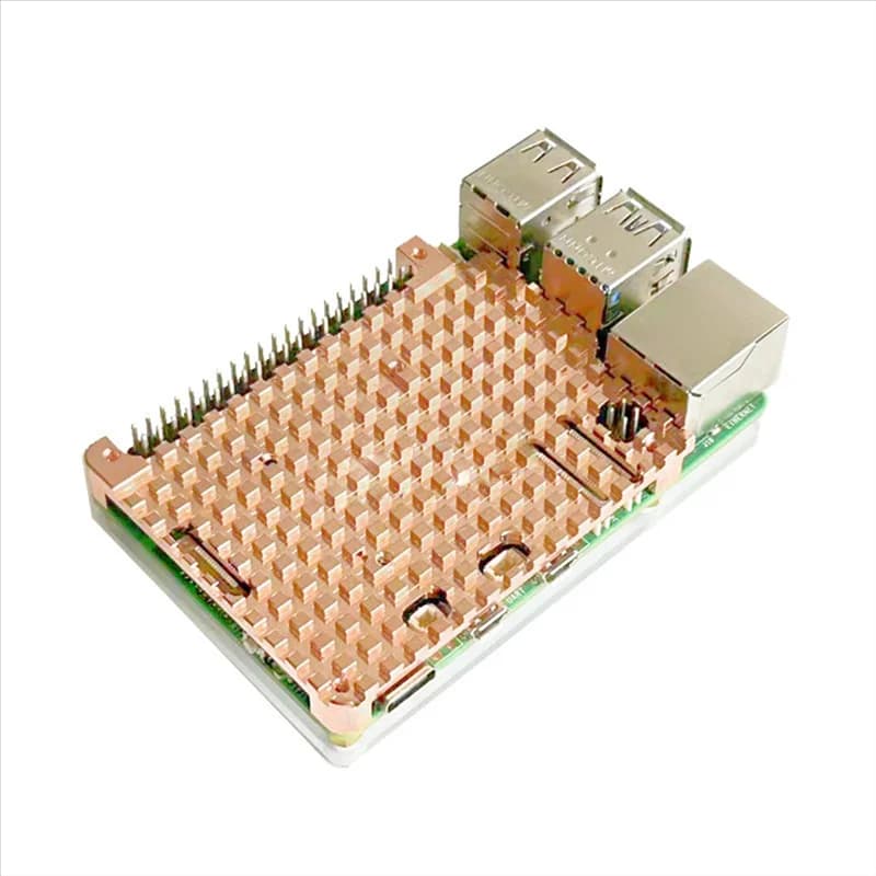 Top Pure Copper Heat Sink for Raspberry Pi 5 Protective Case Passive Cooling Protective Shell Metal Case