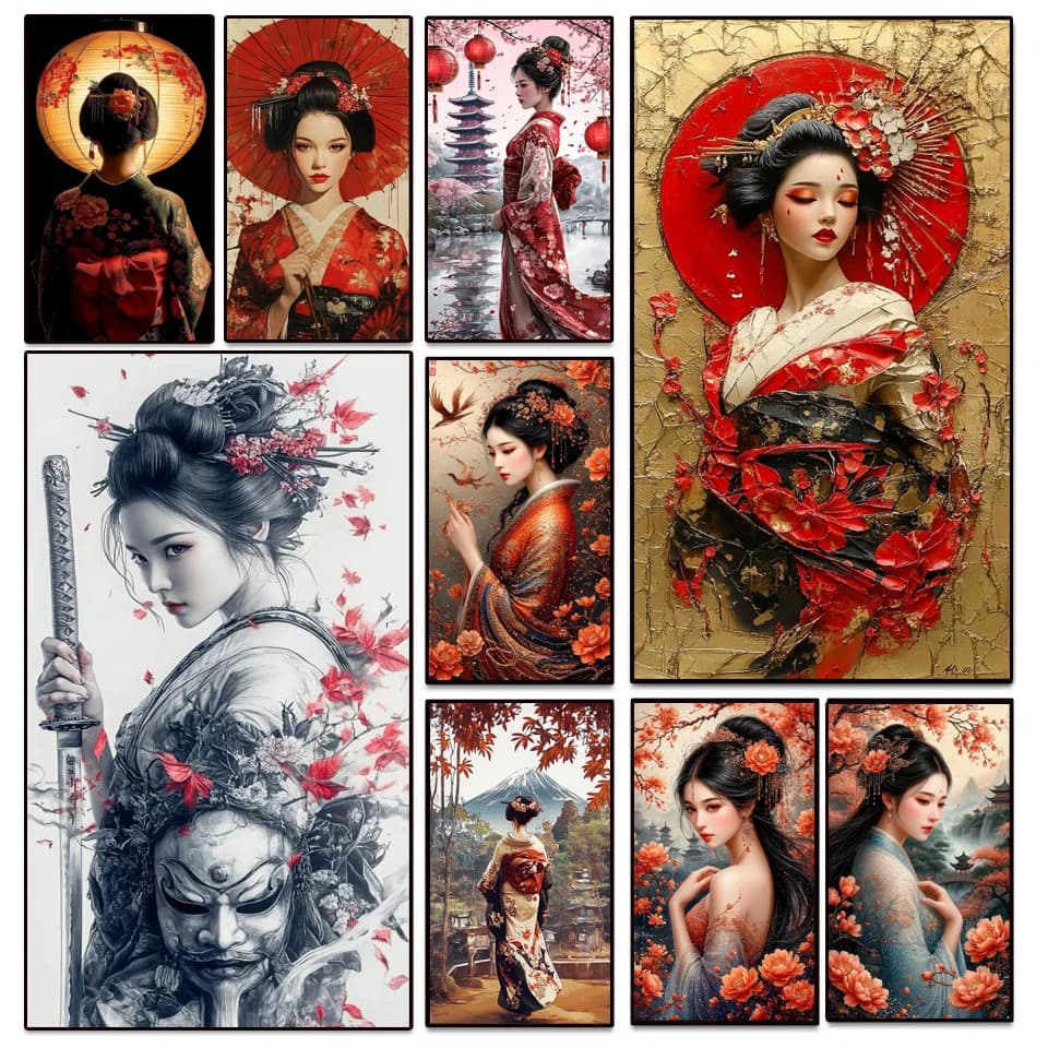 Kit di Pittura Diamantata Giapponese per Donne, Mosaico con Diamanti Rotondi e Quadrati, Arte del Ricamo, Decorazioni per la Casa Fai-da-Te