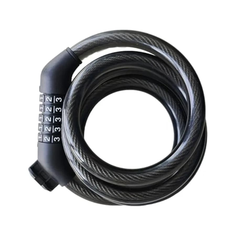 5-Dial Resettable Bicycle Lock - 4FT/1.2M Anti-Cut Cable Lock with Combination Code Lightweight Security Chain for Mountain Bik