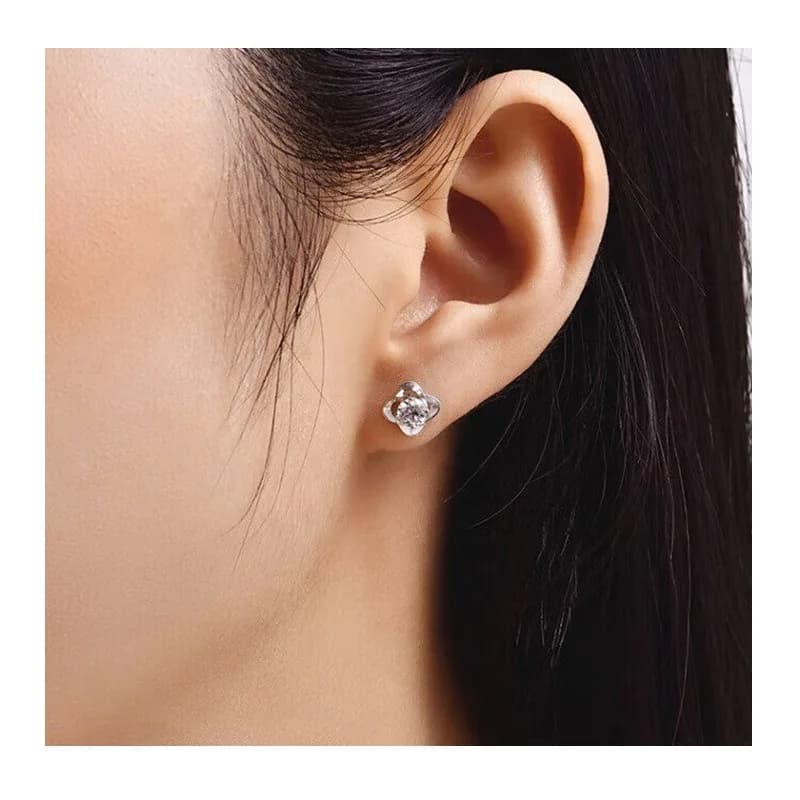 Lucky Stud Earrings Female Personality Niche Temperament Flash Zircon Flower Earrings Versatile Student Commuting Accessories