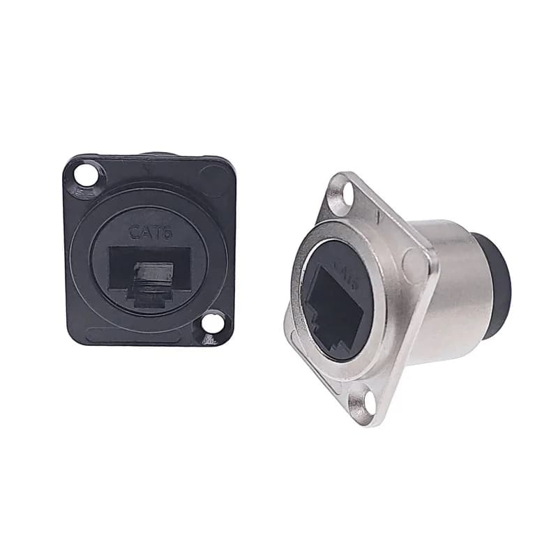 Connettore RJ45 tipo D CAT6 femmina-femmina presa RJ45 in metallo montaggio a pannello nero argentato
