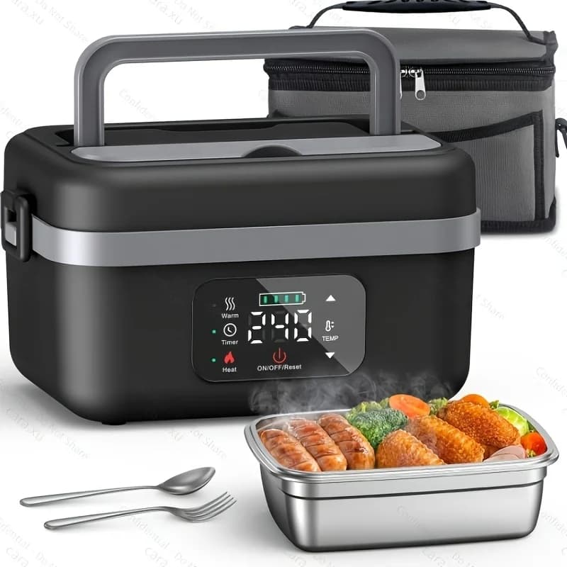 Scatola Porta Pranzo Portatile con Display Digitale, Contenitore Termico Riscaldato in Acciaio Inossidabile Ricaricabile da 8000mAh, 33.81oz