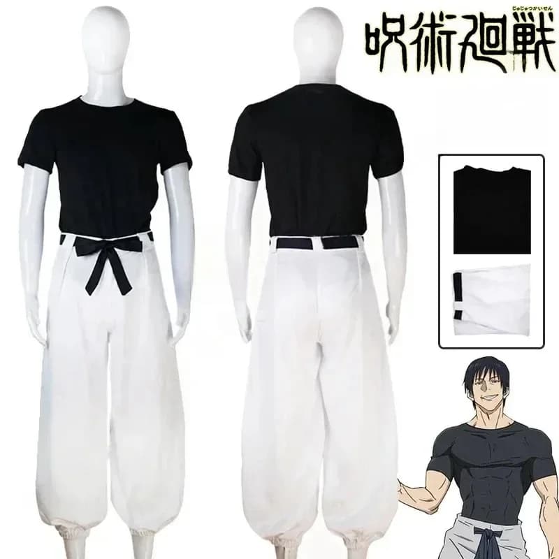 Costume Cosplay Toji Fushiguro Anime Jujutsu Kaisen Stagione 2 Uniforme con Parrucca Killer Sorcerer Costume di Halloween per Donna Uomo