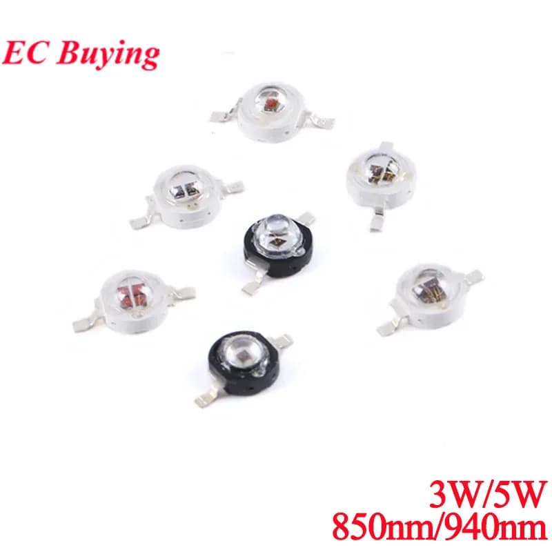 2-10 pezzi 3W 5W 850nm 940nm 60 120 gradi emettitore LED a infrarossi ad alta potenza telecamera CCTV diodo tubo di emissione IR per la sicurezza nero