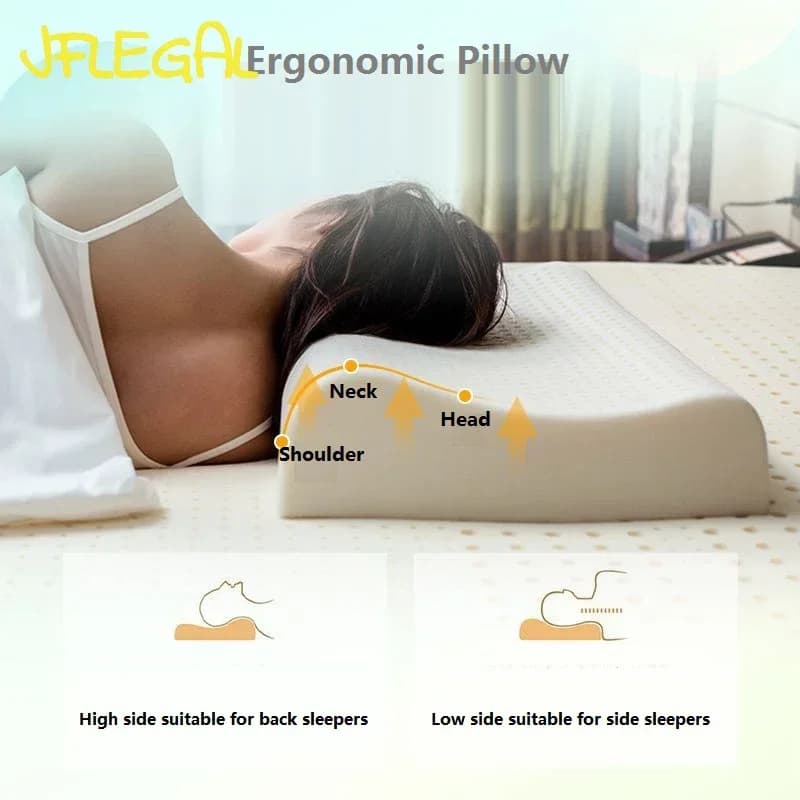 JFLEGAL Thai Natural Latex Pillow cuscino ergonomico Neck Guard Latex Wave Pillow Adult 60*40*10/12cm cuscini per massaggi per dormire