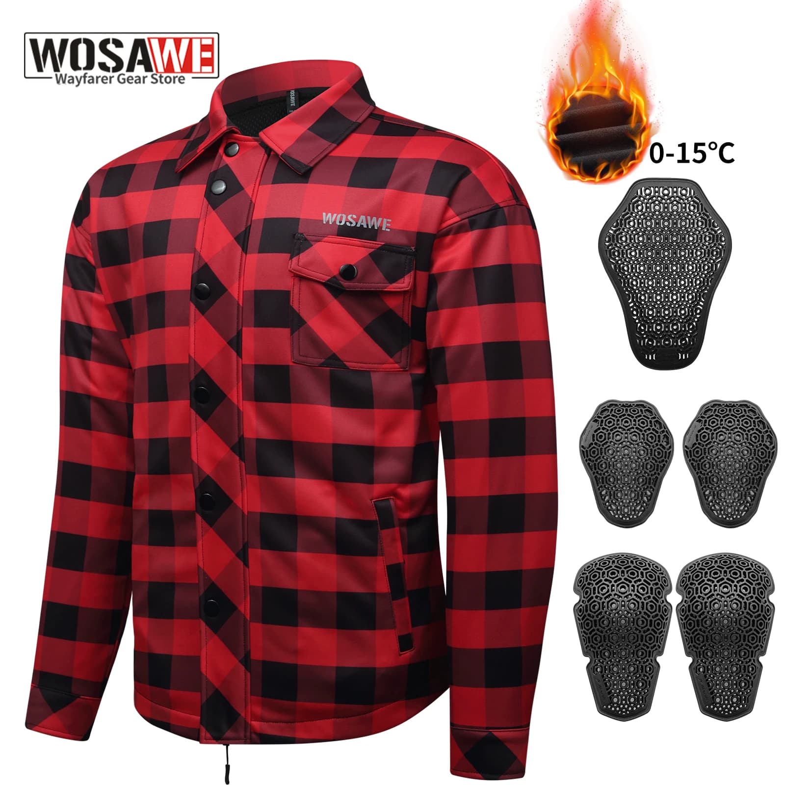 WOSAWE Giacca Invernale da Moto per Uomo e Donna, Calda, a Quadri, per Motocross e Casual Outdoor