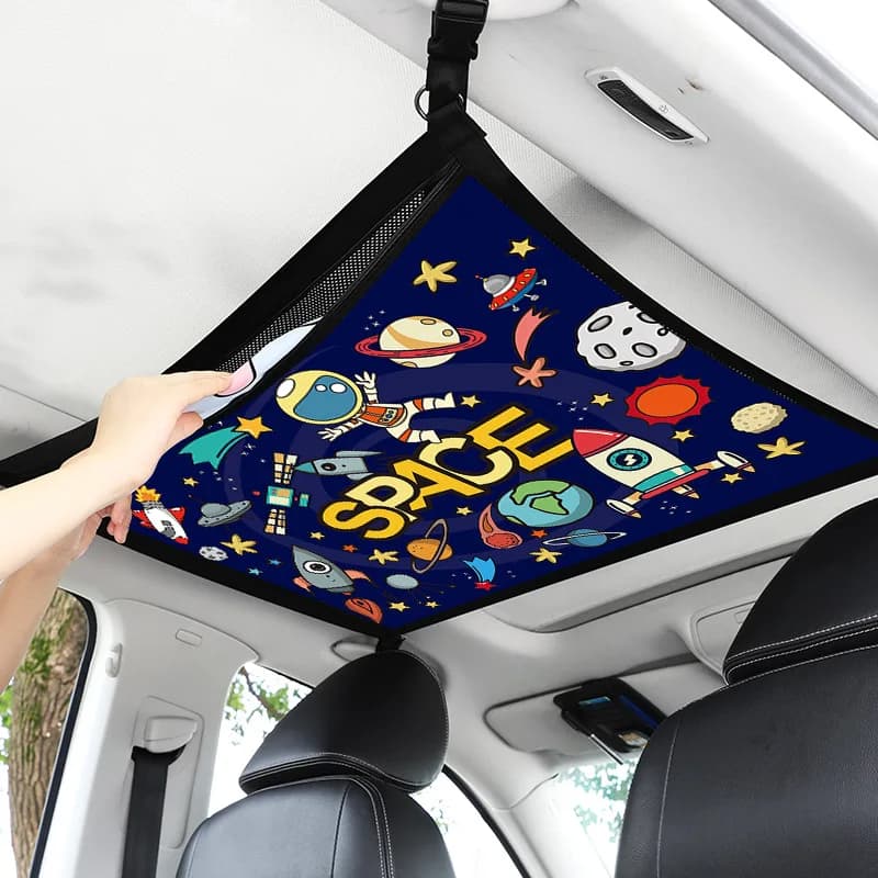 Tasca per rete da carico per soffitto per auto, regolabile, in rete a doppio strato, per SUV, organizer per tetto, borsa portaoggetti per viaggio lungo, tenda, trapunta, articoli vari