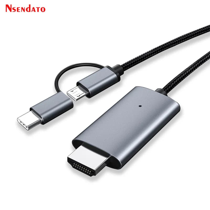 Adattatore Mirascreen LD39 cablato 1080P HD Micro USB Type C per la mirroring dello schermo di telefoni e tablet Android su TV o monitor.