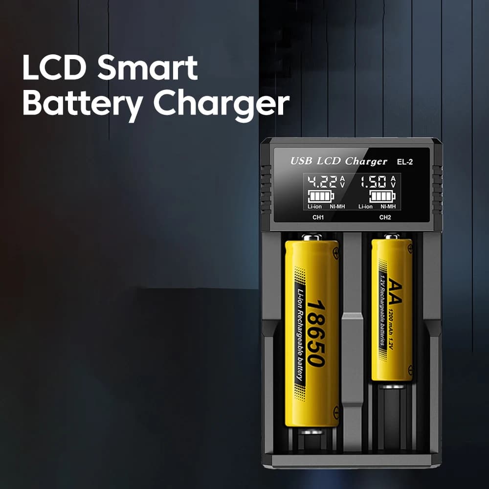Caricabatterie Intelligente con Display LCD USB per Batterie Li-ion NI-MH Test di Capacità Caricabatterie Pratico per 18350 18650