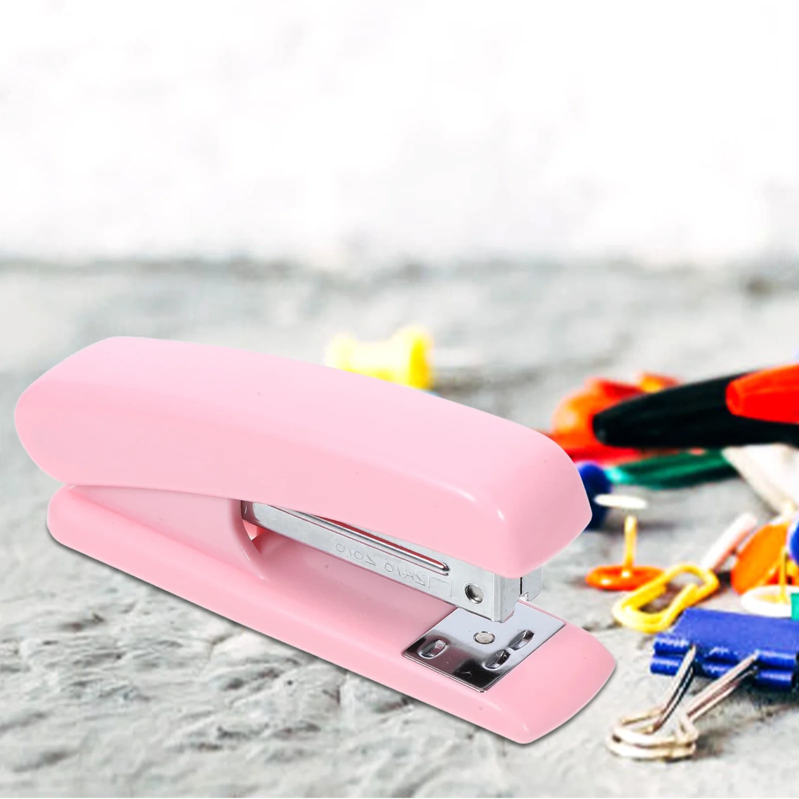Cucitrice multifunzione Rosa Studente Ufficio Cucitrice sicura stile aperto Mini resistente per rilegatura di carta Scrivania per aula