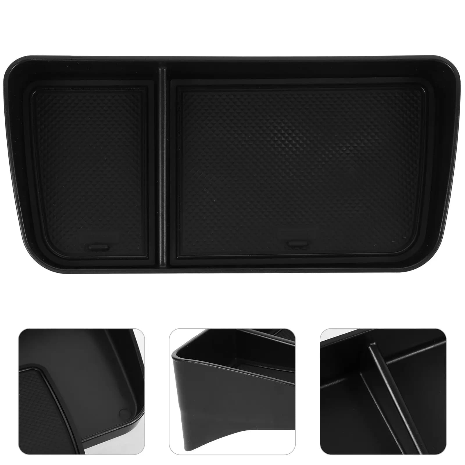 Organizer per Console Centrale in ABS Nero Opaco Antiscivolo, Vassoio Portaoggetti per Auto, Accessori Auto, Scatola Portaoggetti per Console Centrale
