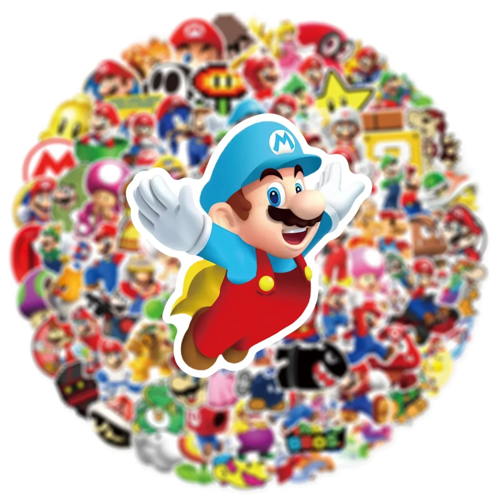 50 Pezzi Adesivi Cartoon Super Mario per Laptop, Notebook, Skateboard, Frigorifero, Telefono, Impermeabili, Giocattoli per Bambini