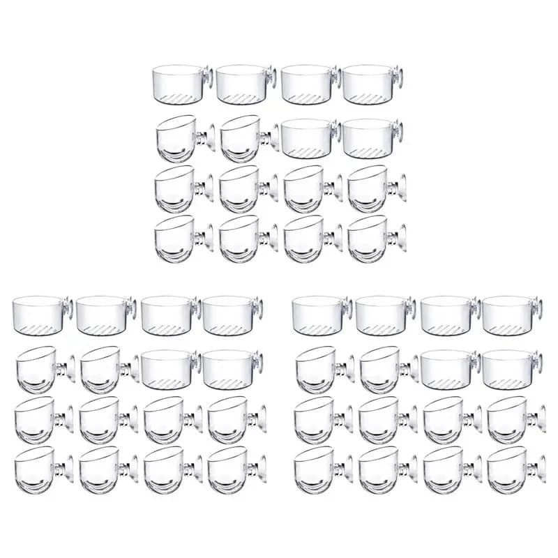 ABRW-48PCS Vasi per Piante Acquatiche, Contenitori Trasparenti in Acrilico con Ventosa, Decorazione per Acquario in 2 Forme