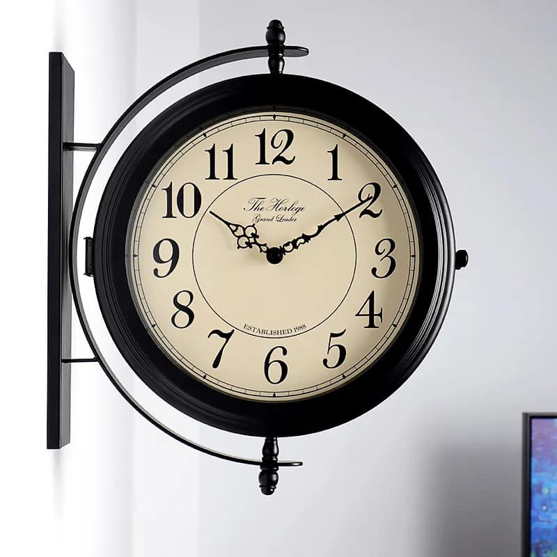 Wall clock Double-sided digital clock Living room household corner wall watch Metal wall clock Double-sided