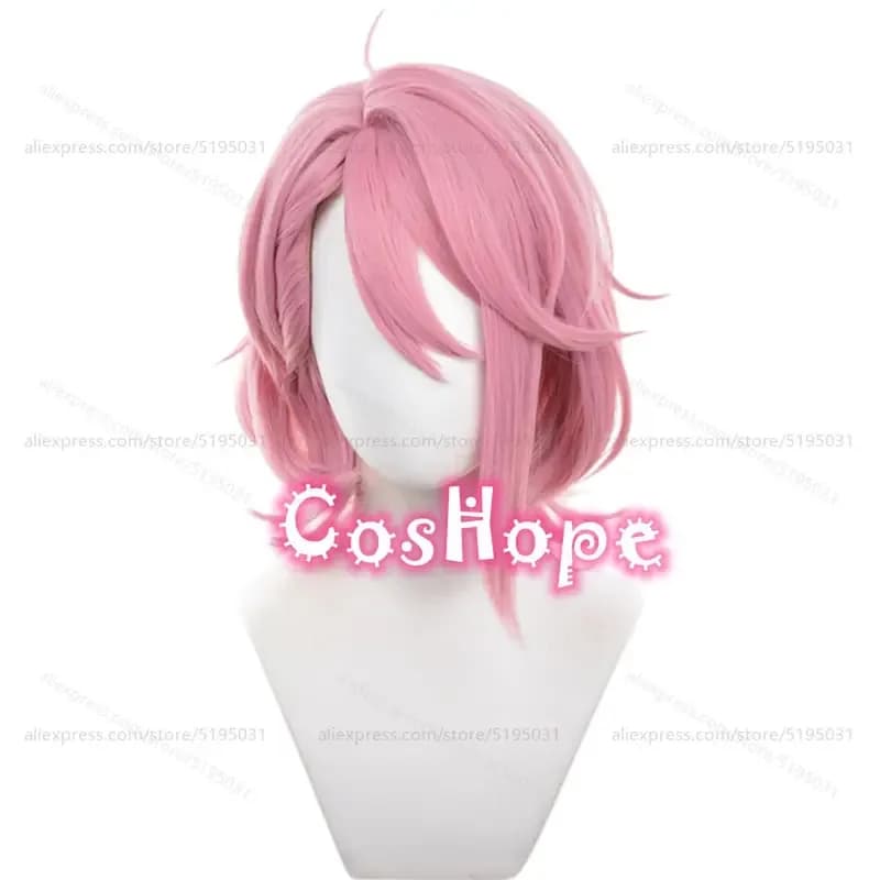 Shiratori Aira 37cm Short Pink Wig Anime Cosplay Heat Resistant Synthetic Wigs Halloween