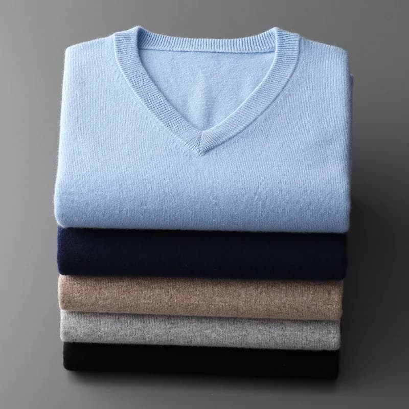 Cashmere misto cotone classico scollo a V maglione lavorato a maglia uomo pullover 2024 autunno inverno morbido caldo business casual maglione pull homme