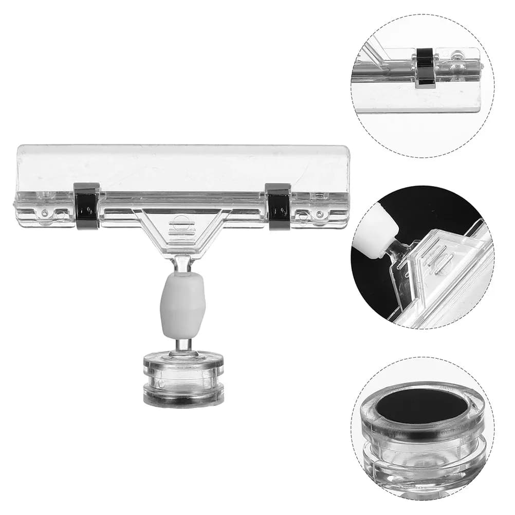 4 Pezzi Clip Magnetici Trasparenti per Cartellini Prezzi, Supporto Espositivo Resistente per Negozi, Supermercati, Espositori per Etichette e Lavagnette