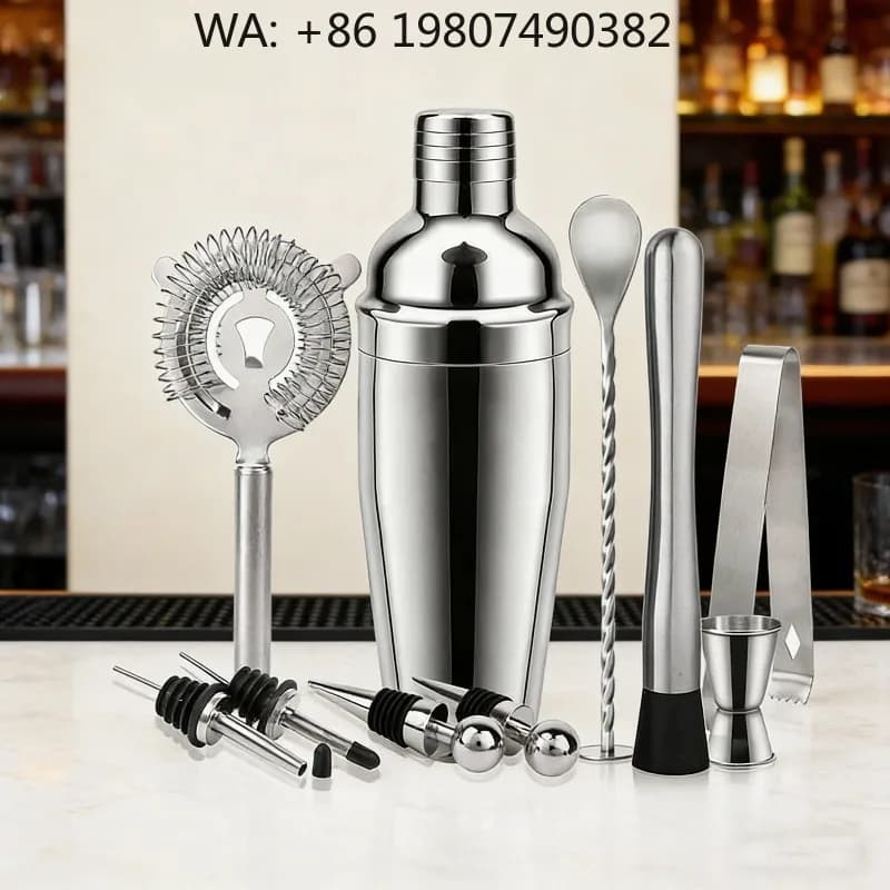 10Pcs Complete Stainless Steel Cocktail Shaker Bar Kit 750ml Full Mixology Tools For Professional Beginner Bartender G