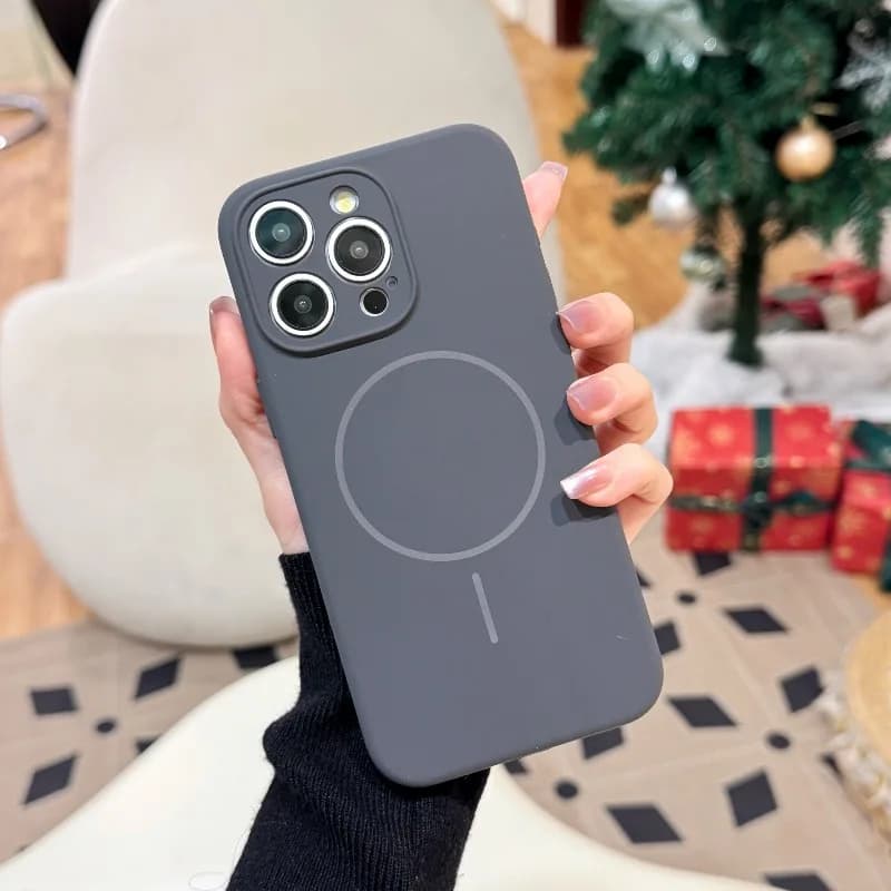 Luxury New Solid Color Matte Gray For Magsafe Phone Case For iPhone 18 Pro Max 17 16 15 14 13 Wireless Charging Anti-Drop Cover