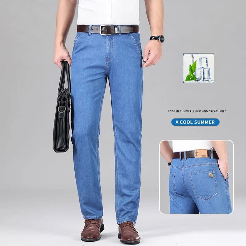 Nuovi jeans in tessuto Lyocell uomo estate sottile business gamba dritta pantaloni larghi pantaloni lunghi casual da uomo di grandi dimensioni