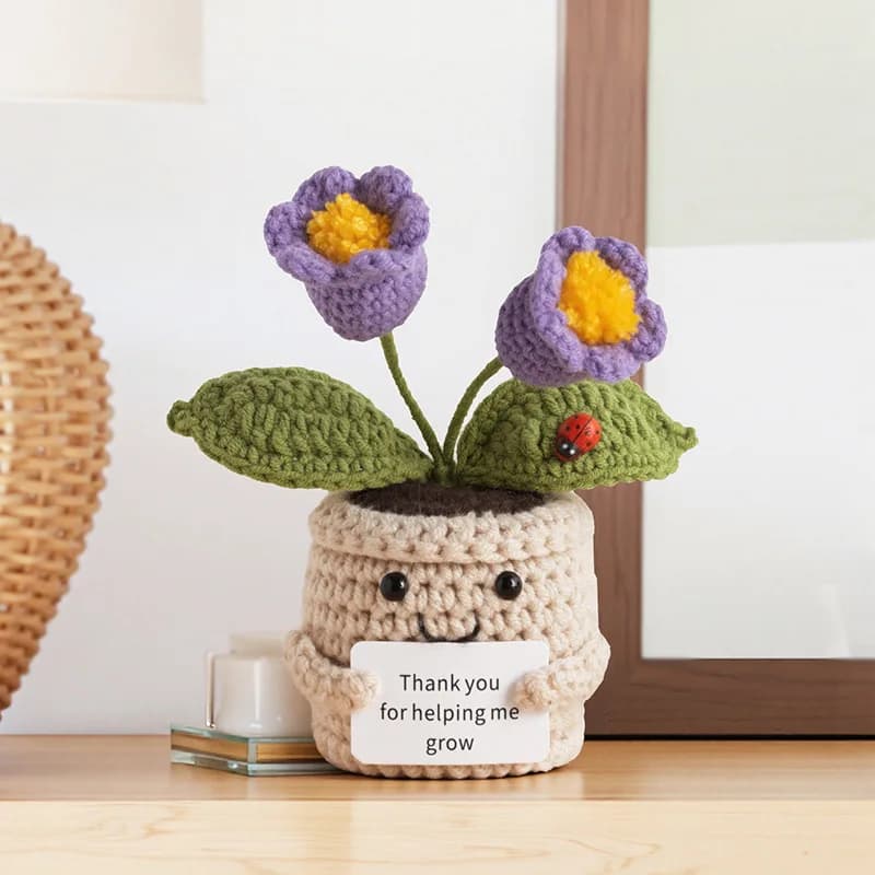 New Positive Energy Sunflower Pot Hand-woven Dolls Home Room Decor Hug Pocket Knitting Doll Positive Card Desktop Ornament Gifts