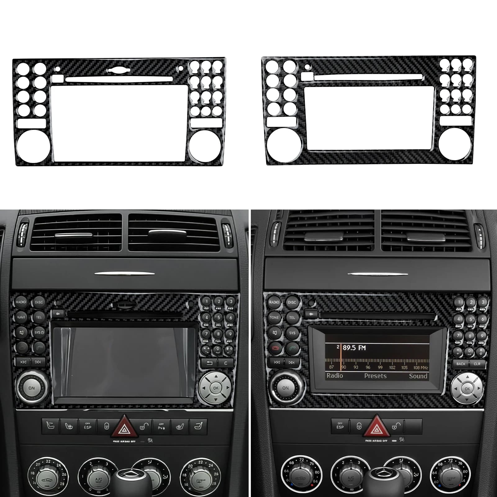 Accessori Decorativi per Mercedes Benz SLK R171 (2004-2010) Adesivo per interni in fibra di carbonio. Pannello di Controllo con Display per Console Centrale Auto