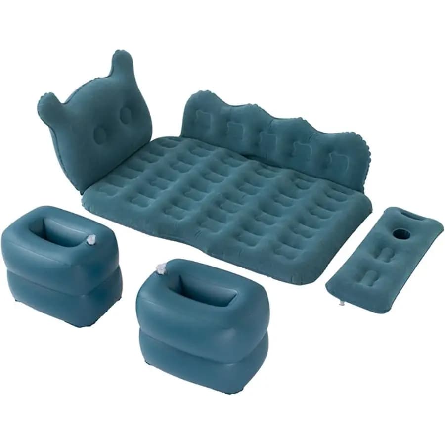 Materasso Gonfiabile per Auto con 2 Cuscini, Letto Gonfiabile Rinforzato per Sedile Posteriore, Letto da Viaggio Portatile con Pompa ad Aria, Universale