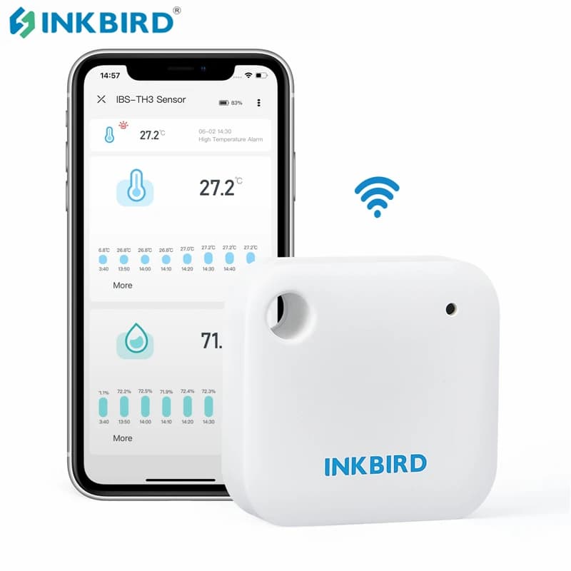 INKBIRD Intelligent Wi-Fi sensor for real-time temperature moisture monitoring Data recorder for refrigerators, rectile terrariums, cell phones