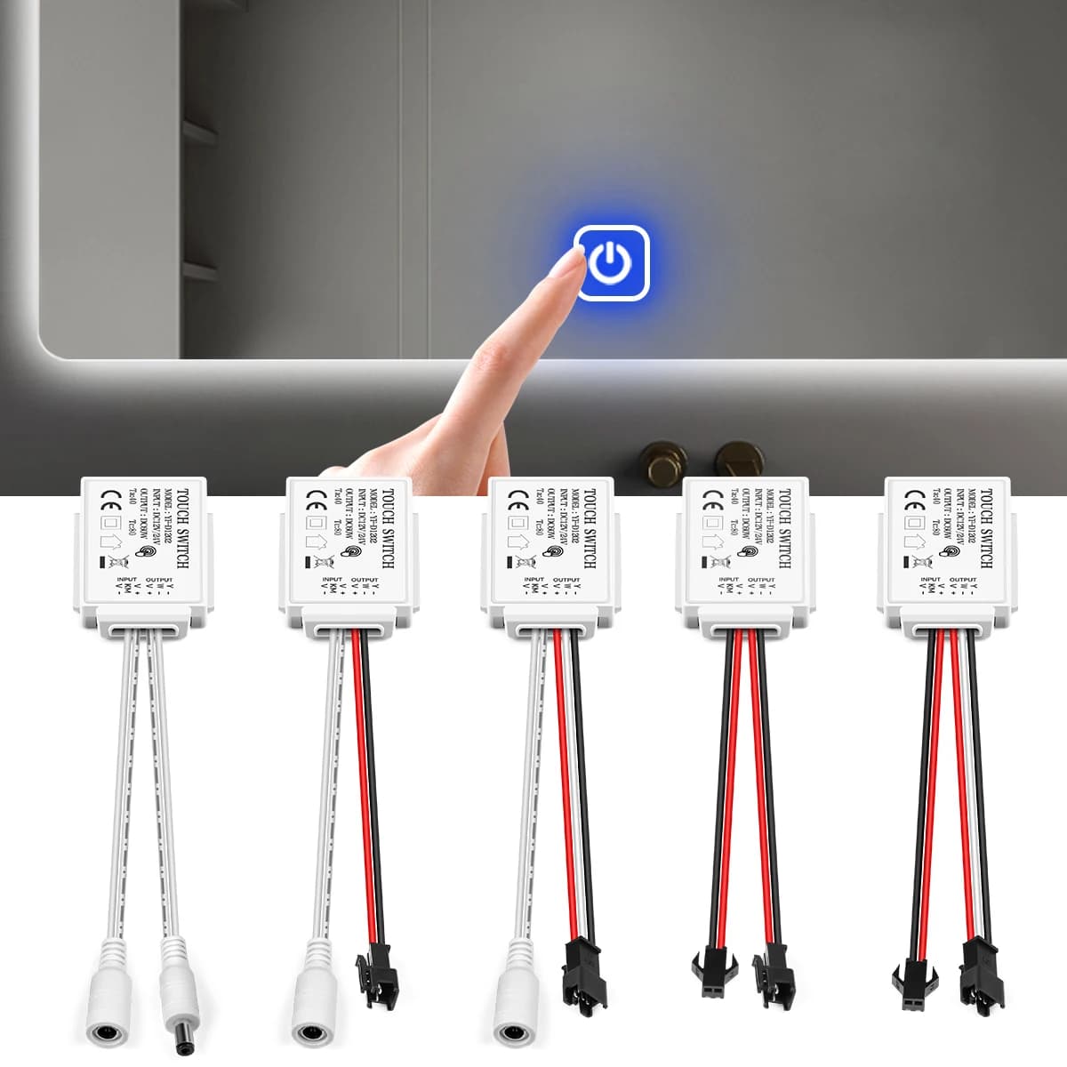 HOT DC12V-24V Interruttore del sensore tattile dimmerabile per interruttore di retroilluminazione dello specchio del bagno della luce di striscia LED regolabile monocolore/CCT