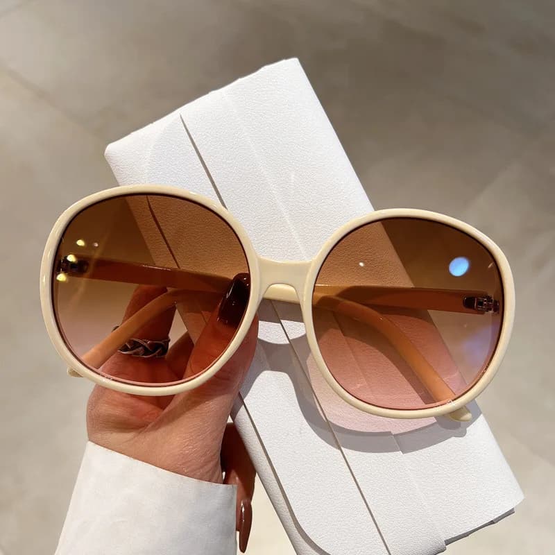 Women's Luxury Brand Round Sunglasses For Men Vintage Fashion Sunglasses Trendy Punk Oversize With Large UV400 Frame