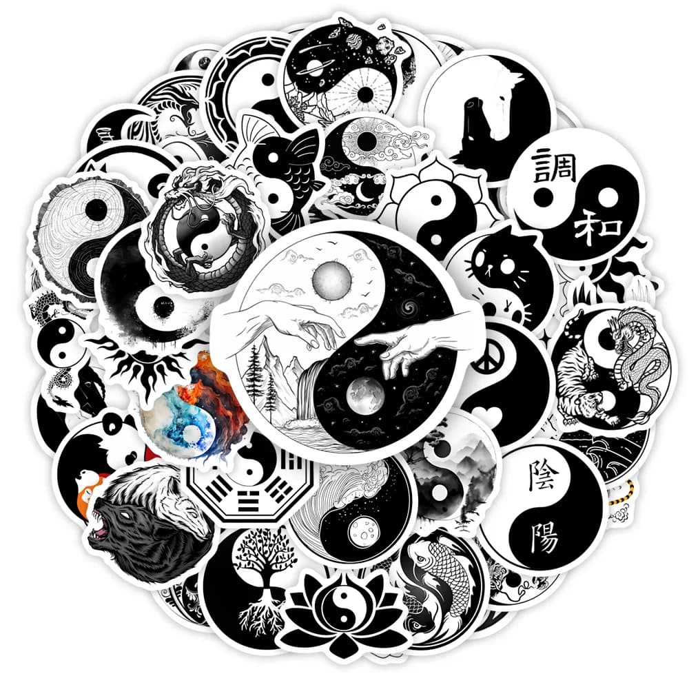YinYang Adesivi Equilibrio Yoga Zen Art Fai da te Giocattolo per bambini Regalo per telefoni Laptop Bottiglie Bagagli Graffiti decorativi Decalcomania impermeabile