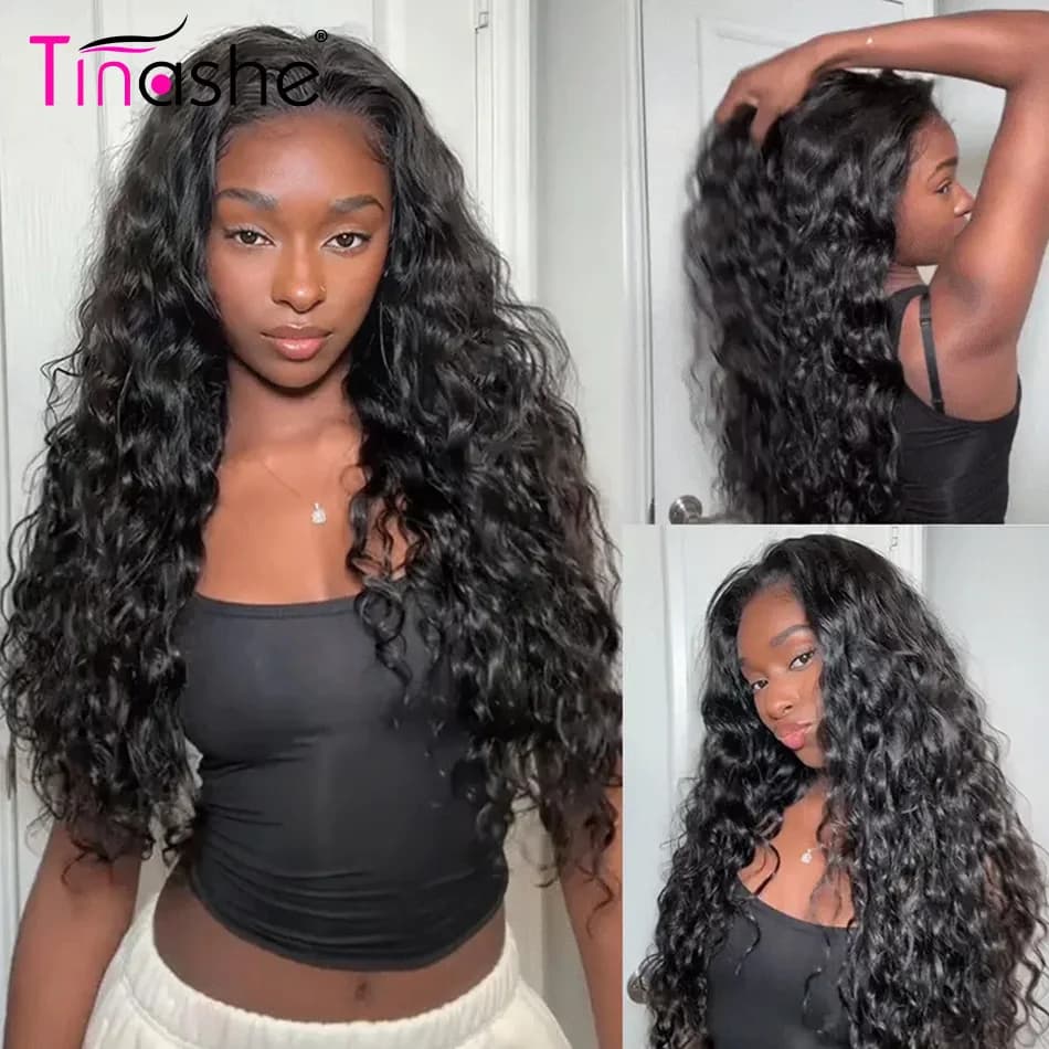 Tinashe Beach Curly Natural Wave Half Wig 3 IN 1 Quick Install Glueless Wig 100% Human Hair Wigs Natural Blend Hairline 250% Density Flip Over Style